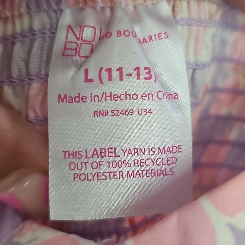 No Boundaries‎ Poplin Pink and Purple Floral Dress Size Large